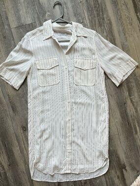 Equipment, Size XS, 100% Silk Double Lined, White Button-Down Dress